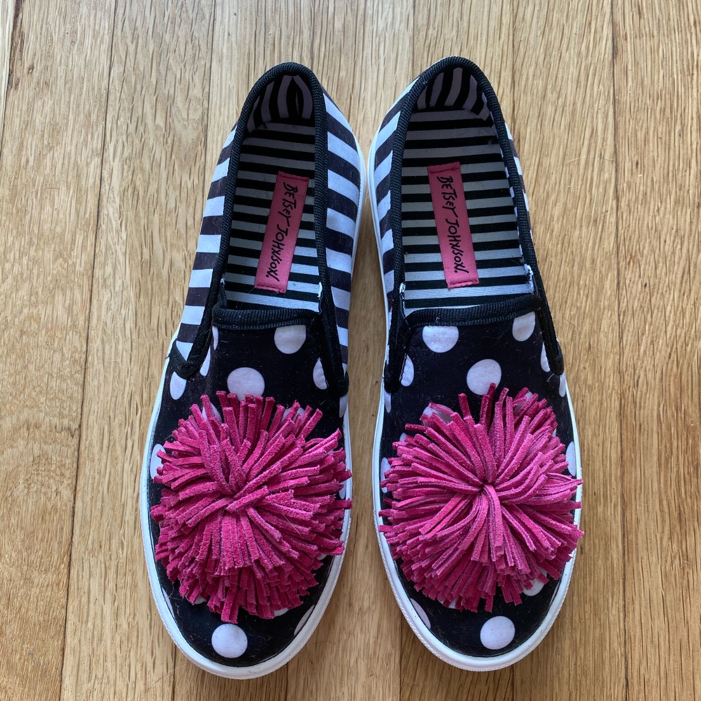 Betsey Johnson Pom Pom Slide Sneakers